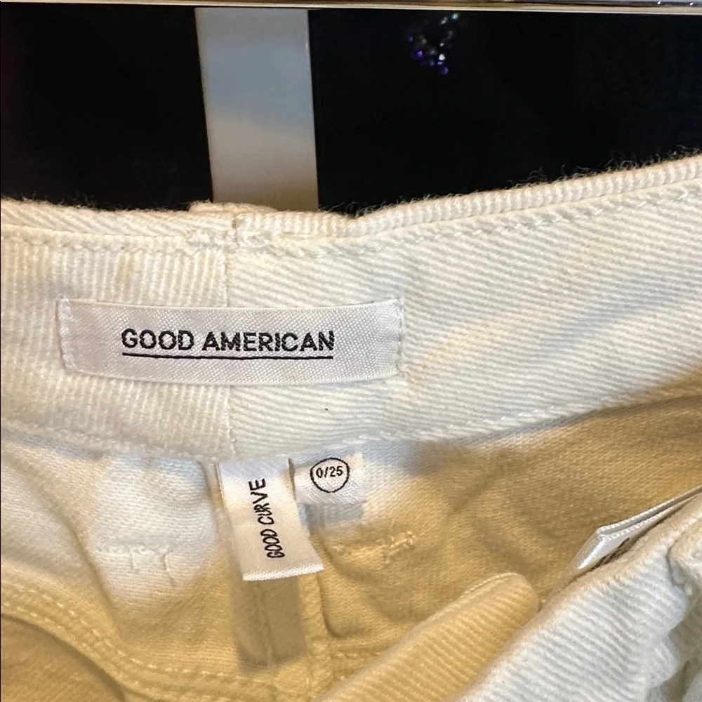 Good American Curve white distressed high rise jeans size 25